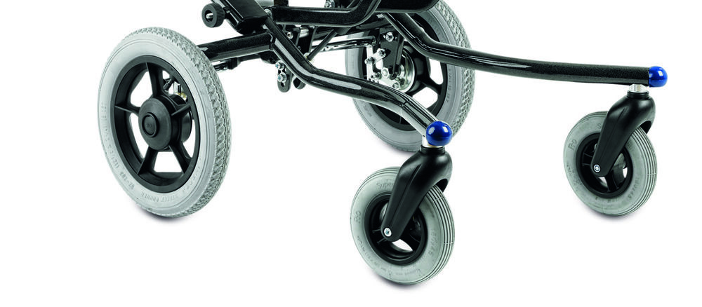 The High-low:x Frame, outdoor, complies with the international transit wheelchair standard ISO 7176-19. The High-low:x Frame, outdoor, can be used with seat units that comply with ISO 16840-4