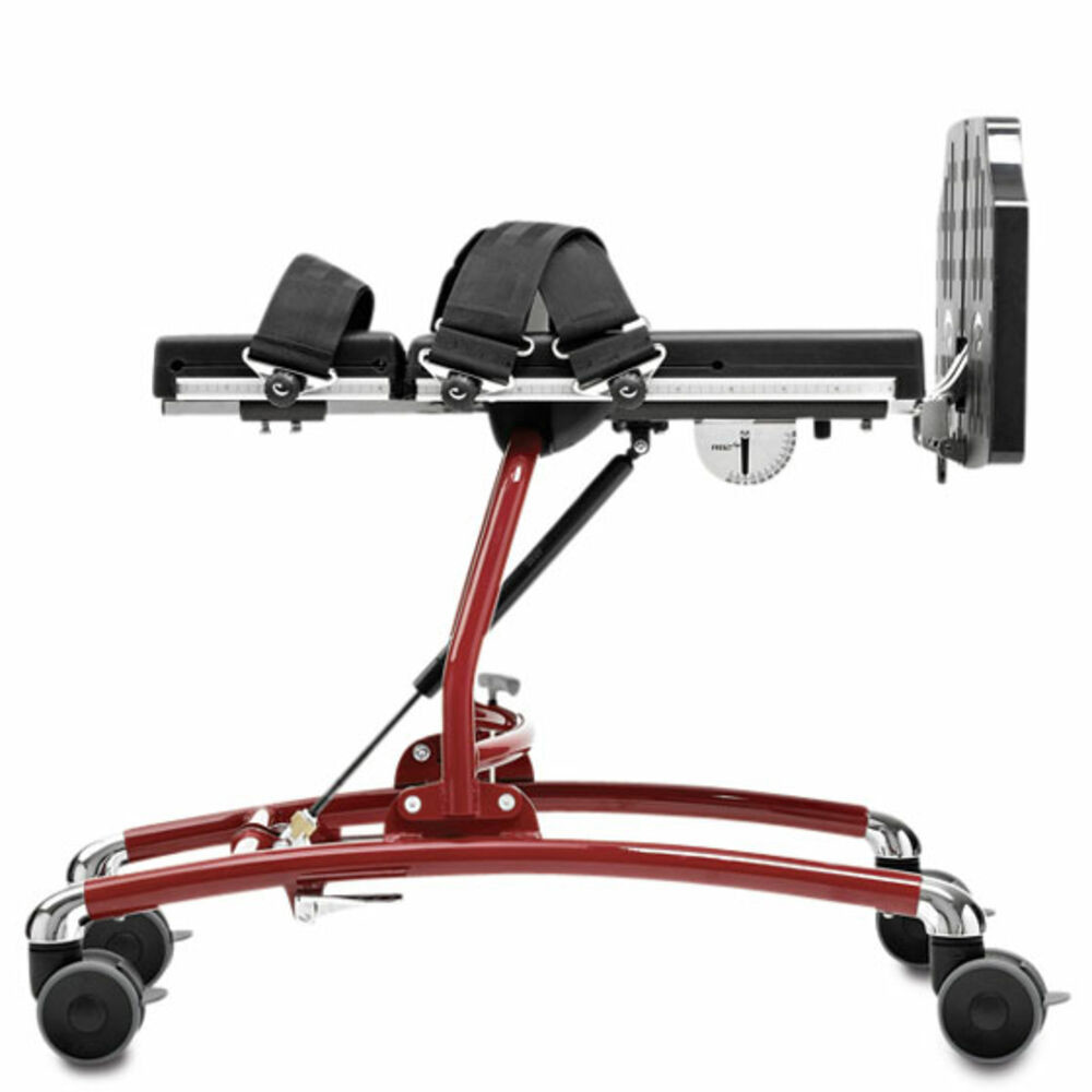 The Caribou tilts from vertical to horizontal. The horizontal position makes it easier for the carer and less stressful for the user to be placed into position.
The Caribou is designed with a raised frame for easy use of floor hoist.