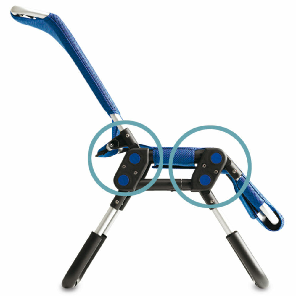 Allow adjustments of the back and of the lower leg support with a simple pull of a strap or push of a button