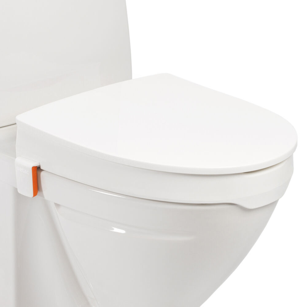 My-Loo raised toilet seat, with brackets, is available in two different heights, 6 and 10 cm, with or without lid.