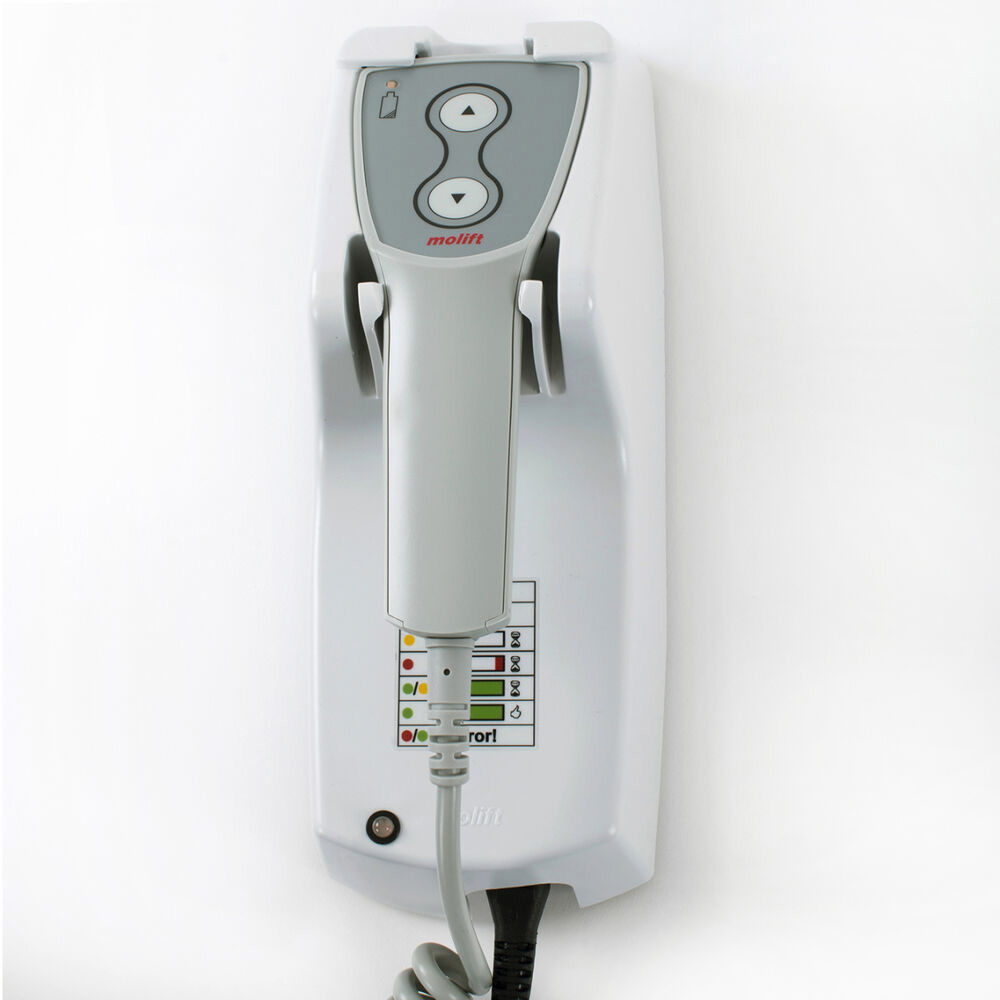 The charger can be placed on the wall, on a table or be integrated into Molift Nomad Cart.