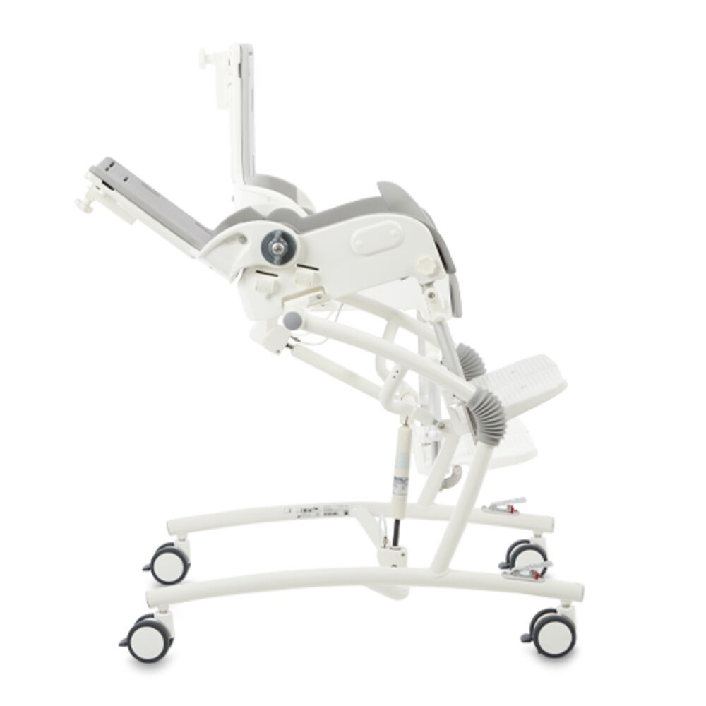 The Flamingo High-low offers simple tilt-in-space and back recline functions. It is very easy to position the user with knees higher than the hips which has been proven very effective for bowel function
